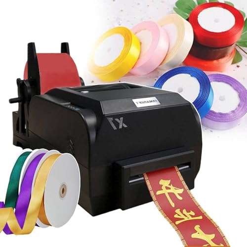 HTDRE Satinbanddrucker, Banddrucker, digitaler Banddrucker mit Bandhalter, 25–108 mm/12–50 mm/12–20 mm Breite, Geschwindigkeit 150 mm/s, unterstützt über 50 Sprachen (einzelne Zeile) von HTDRE