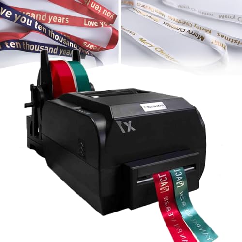 HTDRE Satinbanddrucker, Prägedruckmaschine für Geschenkverpackungen, digitaler Banddrucker mit Bandhalter, Geschwindigkeit 150 mm/s, unterstützt über 50 Sprachen von HTDRE