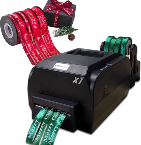HTDRE Satinbanddrucker, digitaler Bandetikettendrucker, Folienprägungs-Stoffetikettendrucker, unterstützt über 50 Sprachen zum Verpacken von Geschenken (Fourrow) von HTDRE