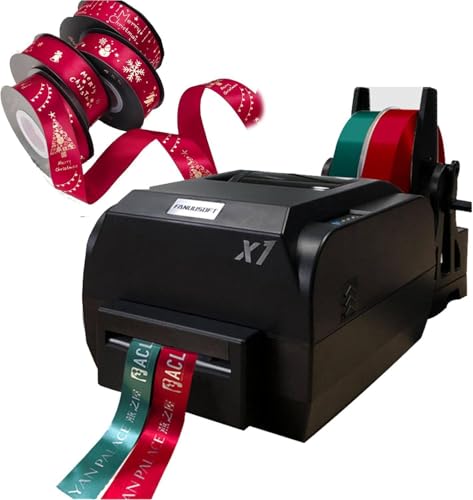 HTDRE Satinbanddrucker, digitaler Bandetikettendrucker, Folienprägungs-Stoffetikettendrucker, unterstützt über 50 Sprachen zum Verpacken von Geschenken (doppelreihig) von HTDRE