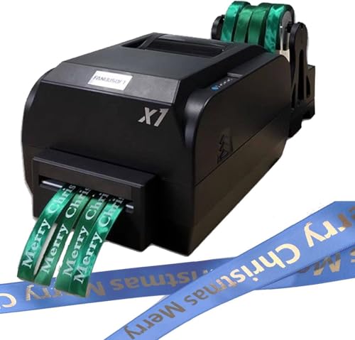HTDRE Satinbanddruckmaschine, digitaler Banddrucker mit Bandhalter, Stempeldruckmaschine für Geschenkverpackungen, 150 mm/s, unterstützt über 50 Sprachen (vierzeilig) von HTDRE