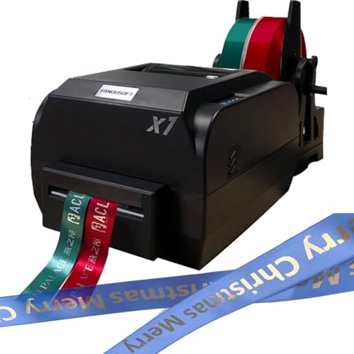 HTDRE Satinbanddruckmaschine, digitaler Banddrucker mit Bandhalter, Stempeldruckmaschine für Geschenkverpackungen, 150 mm/s, unterstützt über 50 Sprachen (zweireihig) von HTDRE