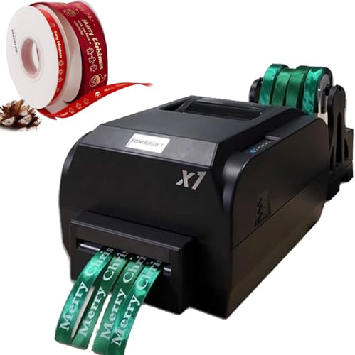 HTDRE Verbesserte Satinbanddruckmaschine, 150 mm/s, digitaler Banddrucker, 200 DPI, Folienprägedrucker, unterstützt über 50 Sprachen für Geschenkverpackungen (Fourrow) von HTDRE