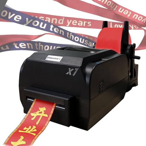 HTDRE Verbesserte Satinbanddruckmaschine, 200 DPI digitaler Banddrucker, Thermoetikettendrucker, Folienprägedruckmaschine, 150 mm/s, unterstützt über 50 Sprachen, DIY-Dekorationsband (einreihig) von HTDRE