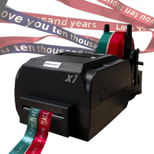 HTDRE Verbesserte Satinbanddruckmaschine, 200 DPI digitaler Banddrucker, Thermoetikettendrucker, Folienprägedruckmaschine, 150 mm/s, unterstützt über 50 Sprachen, DIY-Dekorationsband (zweireihig) von HTDRE