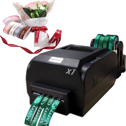 HTDRE Verbesserte Satinbanddruckmaschine, digitaler Banddrucker, Etikettendrucker, Folienprägedruckmaschine zum Verpacken von Geschenken, unterstützt über 50 Sprachen (Vierzeilig) von HTDRE
