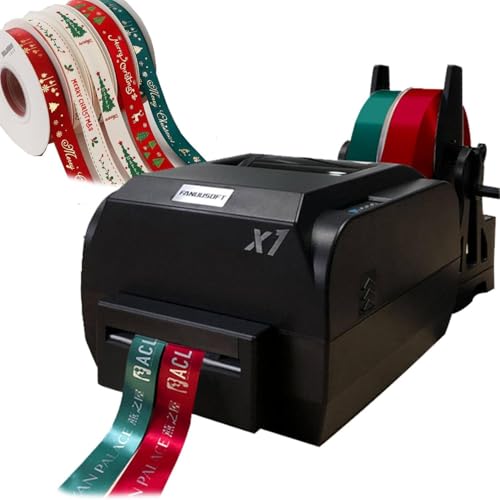 Satinbanddruckmaschine mit Halter, 200 DPI Digitalbanddrucker, Folienprägedruckmaschine, 150 mm/s, unterstützt über 50 Sprachen, DIY-Dekorationsband (zweireihig) von HTDRE