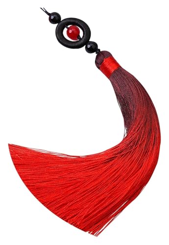 Chinesische Quaste, 10 Stück Quasten, handgefertigte Seidenquasten, weiche und Glatte Lesezeichenquasten zur Herstellung von Souvenirs, Partygeschenken, DIY-Bastelarbeiten (rot)(Red) von HTGAOO