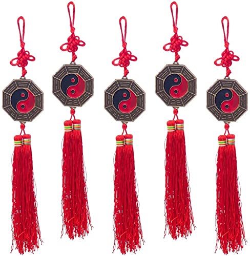 Mini-Quasten for Basteln, Bagua-Spiegel, Türspiegel, chinesisches Feng Shui-Glücksbringer-Hängeset, 5 Packungen mit Quasten-Dekor Mini-Quasten for Basteln, Bagua-Spiegel, Türspiegel, chinesisches Feng Shui-Glücksbringer-Hängeset, 5 Packungen mit Quasten-Dekor von HTGAOO
