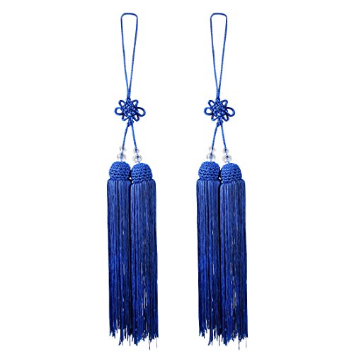 Mini-Quasten for Basteln, chinesische Quaste, Tai Chi, chinesisches Kungfu, 2er-Pack (rot)(Blue) von HTGAOO