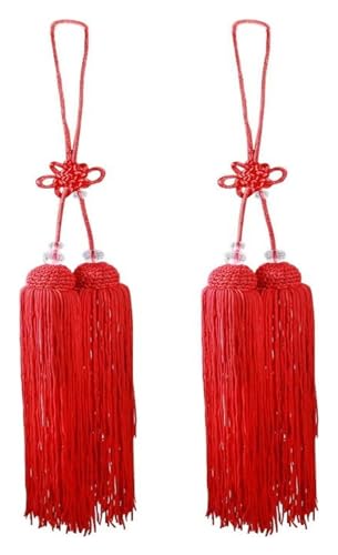 Mini-Quasten for Basteln, chinesische Quaste, Tai Chi, chinesisches Kungfu, 2er-Pack (rot)(Red) von HTGAOO