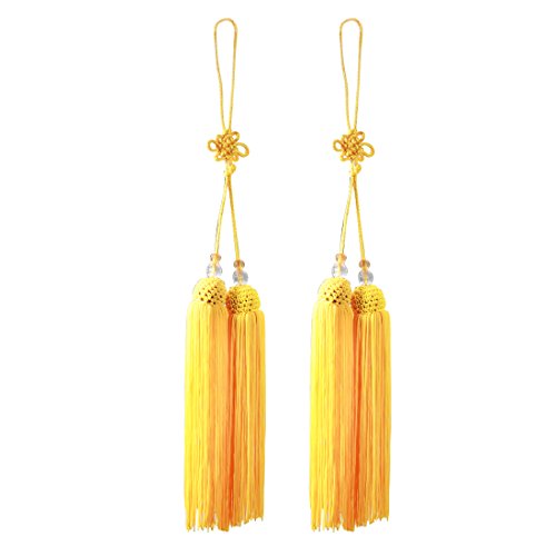 Mini-Quasten for Basteln, chinesische Quaste, Tai Chi, chinesisches Kungfu, 2er-Pack (rot)(Yellow) von HTGAOO