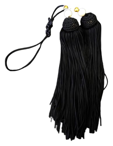Mini-Quasten for Basteln, chinesische Quaste, mit dünnen Strängen und weißen oder transparenten Perlen, Tai-Chi-Kampfsport, Schwertspitzen-Fransenquasten-Anhänger-Zubehör (rot)(Black) von HTGAOO