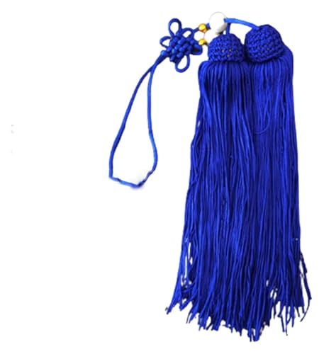 Mini-Quasten for Basteln, chinesische Quaste, mit dünnen Strängen und weißen oder transparenten Perlen, Tai-Chi-Kampfsport, Schwertspitzen-Fransenquasten-Anhänger-Zubehör (rot)(Blue) von HTGAOO