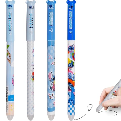 4 Stück Radierbare Stifte, Radierbarer Kugelschreiber, Kinder Cartoon 0.5 mm Gelstifte Radierbar Radierbare Stifte mit Tierkopf Tintenroller Radierbar für Schulsachen Bürobedarf Studenten(Blaue) von HTGWCG