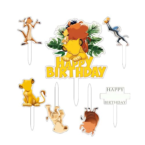 Löwen Cake Topper, 17 Stücke Tortendeko der Löwen, Happy Birthday Kindergeburtstag Deko Torte Party Kuchendeko Geburtstagsdeko für Kinder Mädchen Junge von HTGWCG