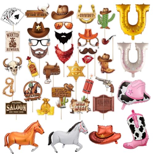 Western Cowboy Partydeko, 40 Stück Western-Cowboy-Foto-Requisiten, Pferde Luftballons Deko Geburtstag Set Kinder Party Geburtstag Motto party Dekoration Western Cowboy Partydeko, 40 Stück Western-Cowboy-Foto-Requisiten, Pferde Luftballons Deko Geburtstag Set Kinder Party Geburtstag Motto party Dekoration von HTGWCG