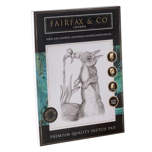 Fairfax & Co Künstler-Skizzenblock | A4 Skizzenbuch 40 Blatt (160 g/m²) | Säurefreies Zeichenpapier aus hochwertigem Karton | Perfekt für Mixed Media | Kunstbedarf für Schüler, Studenten & Erwachsene von HTI