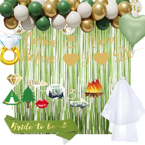 51pcs Camp Bachelorette Party Dekorationen Set Vorbespannte Gold Cabin Crew Before I Do Banner 38 Luftballons Hellgrün Folie Fransen Vorhang Camping Photo Booth Requisiten Grün Gold 51pcs Camp Bachelorette Party Dekorationen Set Vorbespannte Gold Cabin Crew Before I Do Banner 38 Luftballons Hellgrün Folie Fransen Vorhang Camping Photo Booth Requisiten Grün Gold von HTM Party