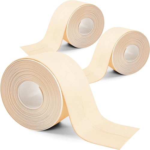3 Rollen Dichtungsband Selbstklebend, Wasserdichtes Klebeband PVC Leisten Selbstklebend für Küche Spüle, Wandecke,Toilette, Badewanne, Feuchtigkeit und Verhindert Schimmel, 38mm x 3,2m (Creme) von HTOBRIC