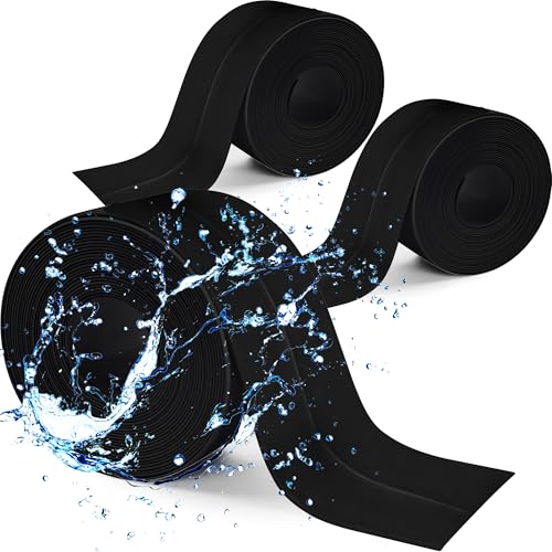 3 Rollen Dichtungsband Selbstklebend, Wasserdichtes Klebeband PVC Leisten Selbstklebend für Küche Spüle, Wandecke,Toilette, Badewanne, Feuchtigkeit und Verhindert Schimmel, 38mm x 3,2m (Schwarz) von HTOBRIC