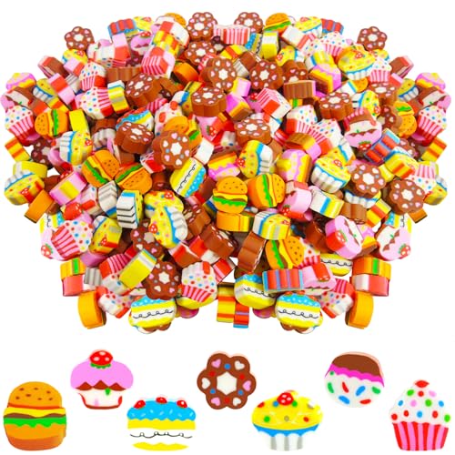 300 Stück Mini Radiergummi Lustige Radierer Neuheit für Kinder Party Favors (Kuchen) von HTOBRIC