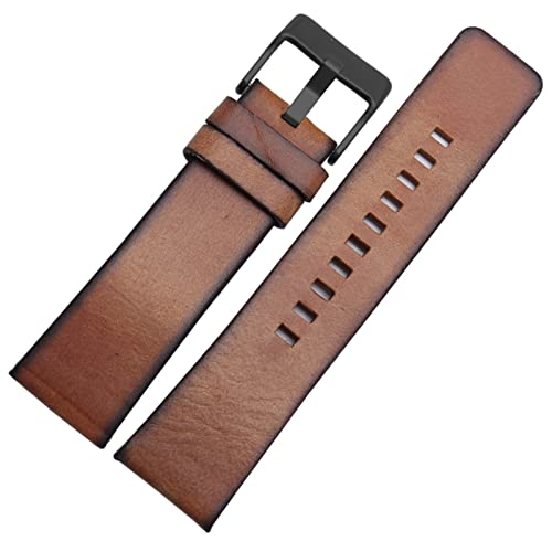 HTRJAPL 22mm 24mm 28mm Lederband Watch Strap Fit for Diesel Uhrarmband(Brown-Black Buckle,26mm) von HTRJAPL