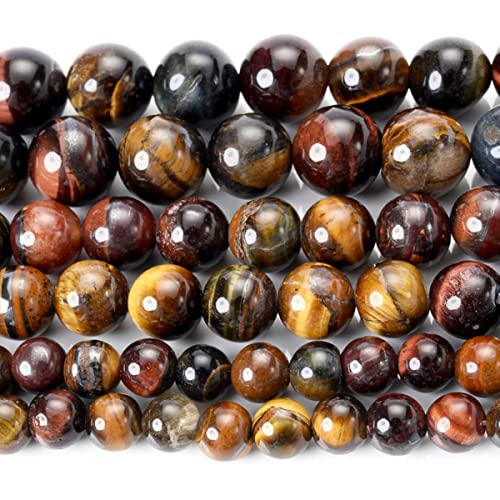 45 Stile Naturstein Perlen Runde Lava Achate Quarz Lapislazuli Perlen für Schmuckherstellung DIY Armband Zubehör-bunte Tiger, 8mm (ca. 45 Stück) von HTRNDDFF