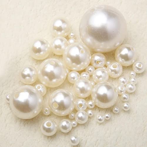 Gemischt 500 Teile/los 3-8 mm Gerade Löcher Acryl Nachahmung Perle Elfenbein Armband Runde Perlen Für DIY Handwerk Schmuckherstellung Zubehör-Elfenbein, Mix 3-8 mm 500 Stück von HTRNDDFF