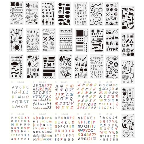 HTTDSLF 36 Stk Buchstaben Schablonenn, Schablonen Buchstaben Malschablonen Kunststoff Buchstabenschablonen Klein für Scrapbooking, Alphabet Schablonen zum Malen Skizzieren, Bullet Journal Schablonenn von HTTDSLF