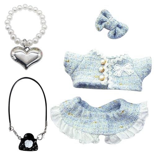 HTTDSLF Kleidung Kompatibel mit Puppen, 17 cm Große Kleidung für Puppe, Puppenkleidung, für die 17 cm Mini Plüsch Puppen Plüschpuppe (Blau) von HTTDSLF