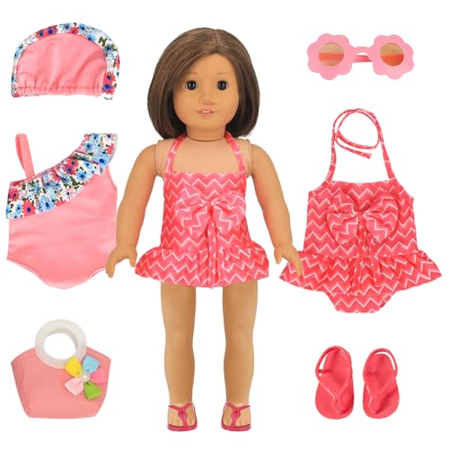 HTTDSLF Puppen Badeanzug Set, 6-teiliges Puppenkleidung für 35-45cm Mädchen Puppe, Kleidung Bekleidung für Baby Puppen, Puppen Kleidung Outfits für Baby Puppen, Geschenke für Mädchen (ohne Puppe) HTTDSLF Puppen Badeanzug Set, 6-teiliges Puppenkleidung für 35-45cm Mädchen Puppe, Kleidung Bekleidung für Baby Puppen, Puppen Kleidung Outfits für Baby Puppen, Geschenke für Mädchen (ohne Puppe) von HTTDSLF