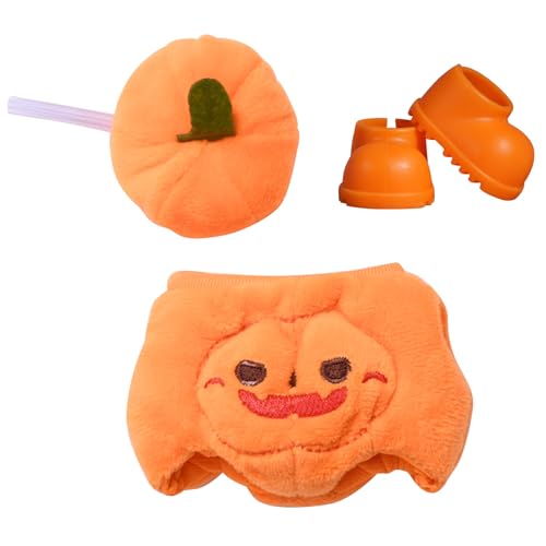HTTDSLF Puppenkleidung, Kleidung für Puppe, Kuscheltier Kleidung Outfit für 17 cm Große Puppe, Süßer Kürbis-Jumpsuit, Lustige Bekleidungs zubehör mit Orangefarbenem Kopfschmuck HTTDSLF Puppenkleidung, Kleidung für Puppe, Kuscheltier Kleidung Outfit für 17 cm Große Puppe, Süßer Kürbis-Jumpsuit, Lustige Bekleidungs zubehör mit Orangefarbenem Kopfschmuck von HTTDSLF