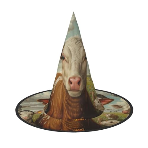 Bauernhof-Tierdruck, Karneval, Halloween, Hexenhut, Kostüm, Zubehör, faltbare Kappe, Party, Maskerade Dekor von HTTUP