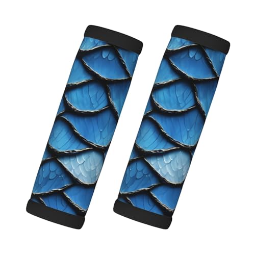 Blaue Fischschuppen-Druckgriffe, Schutz, Gepäckgriff, Wickelgriffe, 2 Packungen, Koffer-Identifikatoren, weicher Griff Blaue Fischschuppen-Druckgriffe, Schutz, Gepäckgriff, Wickelgriffe, 2 Packungen, Koffer-Identifikatoren, weicher Griff von HTTUP