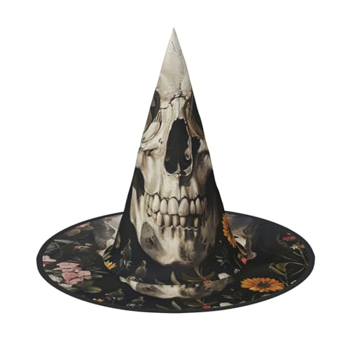 Blumenschädel-Druck, Karneval, Halloween, Hexenhut, Kostüm, Zubehör, faltbare Kappe, Party, Maskerade Dekor Blumenschädel-Druck, Karneval, Halloween, Hexenhut, Kostüm, Zubehör, faltbare Kappe, Party, Maskerade Dekor von HTTUP