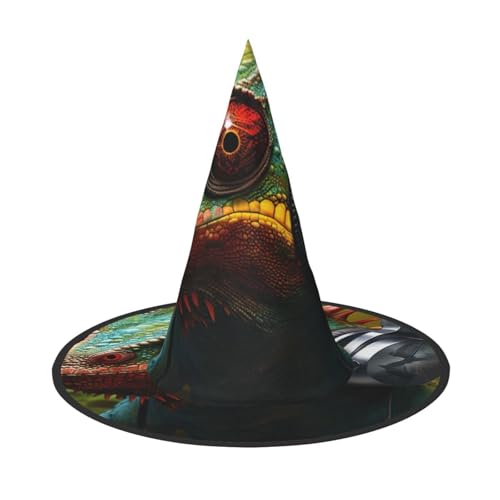 Chamäleon Hören Musik Druck Karneval Halloween Hexenhut Kostüm Zubehör Faltbare Kappe Party Maskerade Dekor Chamäleon Hören Musik Druck Karneval Halloween Hexenhut Kostüm Zubehör Faltbare Kappe Party Maskerade Dekor von HTTUP
