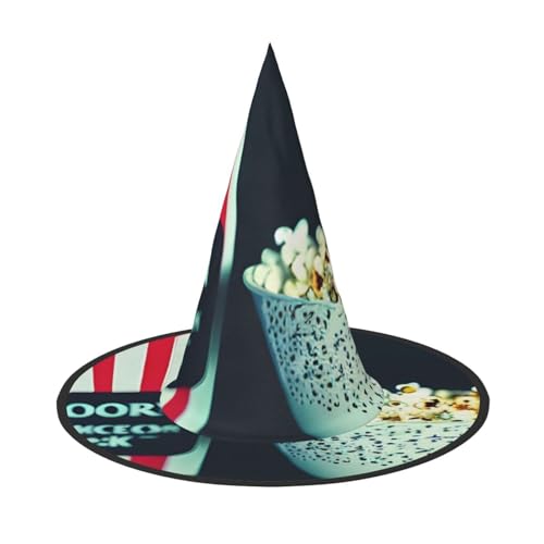 Film-Schindel- und Popcorn-Druck, Karneval, Halloween, Hexenhut, Kostüm, Zubehör, faltbare Kappe, Party, Maskerade, Dekoration Film-Schindel- und Popcorn-Druck, Karneval, Halloween, Hexenhut, Kostüm, Zubehör, faltbare Kappe, Party, Maskerade, Dekoration von HTTUP