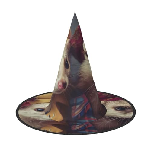 Französische Mode Modell Frettchen Druck Karneval Halloween Hexenhut Kostüm Zubehör Faltbare Kappe Party Maskerade Dekor, Schwarz, 1 Französische Mode Modell Frettchen Druck Karneval Halloween Hexenhut Kostüm Zubehör Faltbare Kappe Party Maskerade Dekor, Schwarz, 1 von HTTUP