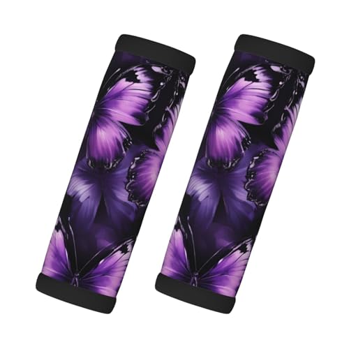 Griffe mit Schmetterlingsmotiv, Lila und Schwarz, 2 Packungen, Koffer-Identifikation, weicher Griff Griffe mit Schmetterlingsmotiv, Lila und Schwarz, 2 Packungen, Koffer-Identifikation, weicher Griff von HTTUP