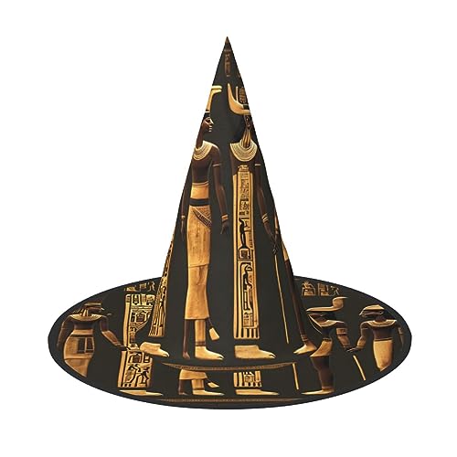 HTTUP Antike ägyptische Hieroglyphe Druck Stilvolle Vintage Hut Karneval Halloween Hut Erwachsene Kostüm Zubehör Mottopartys von HTTUP