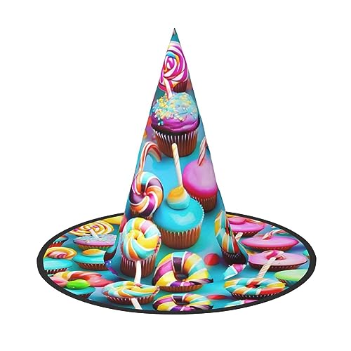HTTUP Bunter süßer Lutscher-Cupcake-Donut-Druck, stilvoller Vintage-Hut, Karneval, Halloween, Kostüm, Zubehör, Themenpartys HTTUP Bunter süßer Lutscher-Cupcake-Donut-Druck, stilvoller Vintage-Hut, Karneval, Halloween, Kostüm, Zubehör, Themenpartys von HTTUP