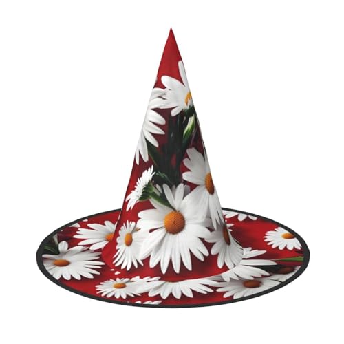 HTTUP Rote Blume und weiße Gänseblümchen Druck Stilvolle Vintage Hut Karneval Halloween Hut Erwachsene Kostüm Zubehör Mottopartys von HTTUP