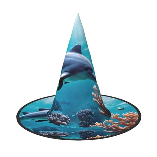 HTTUP Schöne Unterwasserwelt Delfine Korallen Druck Stilvolle Vintage Hut Karneval Halloween Hut Erwachsene Kostüm Zubehör Mottopartys von HTTUP