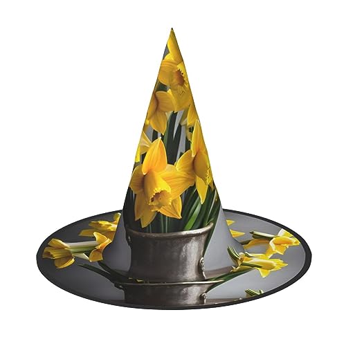 HTTUP Strauß Narzissen Druck Stilvolle Vintage Hut Karneval Halloween Hut Erwachsene Kostüm Zubehör Mottopartys von HTTUP