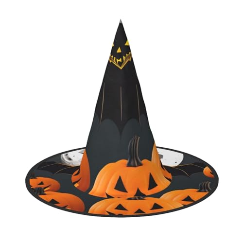 Halloween Mond Fledermaus Kürbis Druck Karneval Halloween Hexenhut Kostüm Zubehör Faltbare Kappe Party Maskerade Dekor, Schwarz, 1 Halloween Mond Fledermaus Kürbis Druck Karneval Halloween Hexenhut Kostüm Zubehör Faltbare Kappe Party Maskerade Dekor, Schwarz, 1 von HTTUP