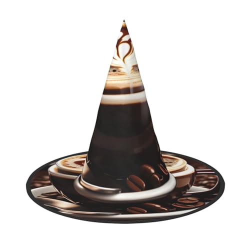 Heißer Kaffee mit Kaffeebohnen Druck Karneval Halloween Hexenhut Kostüm Zubehör Faltbare Kappe Party Maskerade Dekor, Schwarz, 1 Heißer Kaffee mit Kaffeebohnen Druck Karneval Halloween Hexenhut Kostüm Zubehör Faltbare Kappe Party Maskerade Dekor, Schwarz, 1 von HTTUP