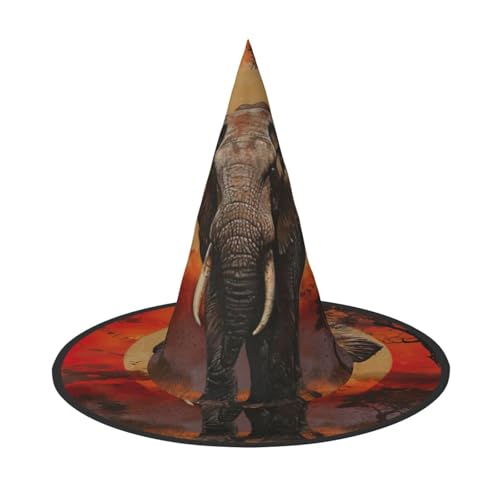 Hexenhut mit Elefantenmuster für Karneval, Halloween, Kostümzubehör, Klappmütze, Partydekoration Hexenhut mit Elefantenmuster für Karneval, Halloween, Kostümzubehör, Klappmütze, Partydekoration von HTTUP