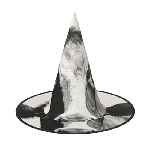 Kuh im Schwarz-Weiß-Druck, Karneval, Halloween, Hexenhut, Kostüm, Zubehör, faltbare Kappe, Party, Maskerade Dekor Kuh im Schwarz-Weiß-Druck, Karneval, Halloween, Hexenhut, Kostüm, Zubehör, faltbare Kappe, Party, Maskerade Dekor von HTTUP