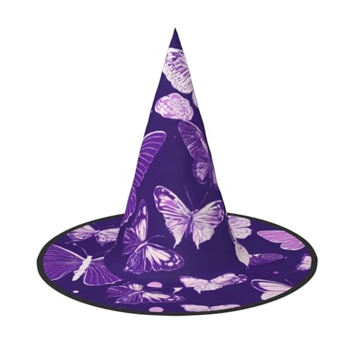Lila Schmetterlinge Blumendruck Karneval Halloween Hexenhut Kostüm Zubehör Faltbare Kappe Party Maskerade Dekor Lila Schmetterlinge Blumendruck Karneval Halloween Hexenhut Kostüm Zubehör Faltbare Kappe Party Maskerade Dekor von HTTUP